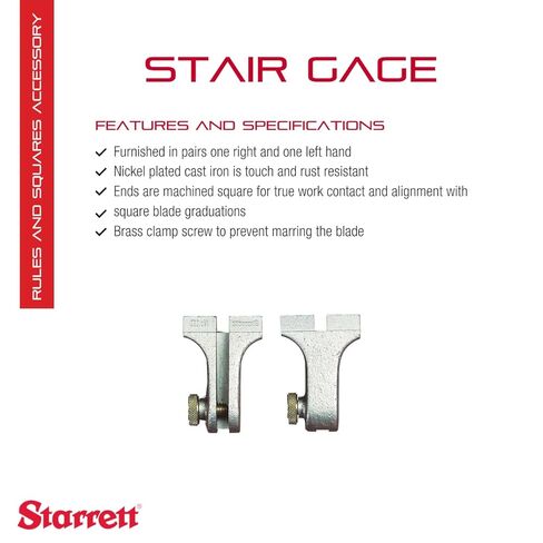 Starrett Stair Gage - Nickel Plated Cast Iron, Precision-Machined Ends for Accurate Cuts - For Framing, Rafter Square & Stair Layout - 1-7/8" Length - 111 in Saudi Arabia