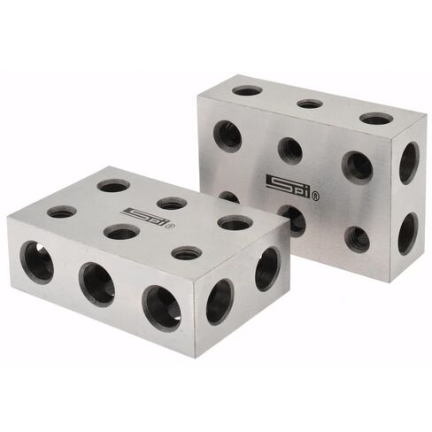 SPI 13-669-7 Setup 1-2-3 Blocks: Matched & Measured Pair with 5 Tapped Holes (5/16-18) & 6 Untapped Holes in Kuwait