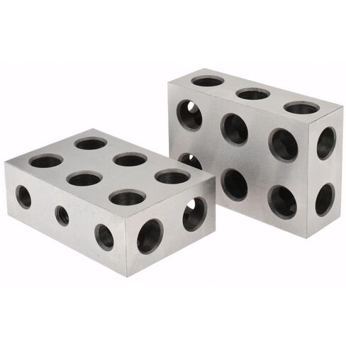 SPI 13-669-7 Setup 1-2-3 Blocks: Matched & Measured Pair with 5 Tapped Holes (5/16-18) & 6 Untapped Holes in Kuwait