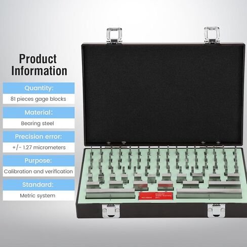 Precision 81-Piece Steel Gauge Block Set, Grade B Accuracy for Precision Calibration, Corrosion-Resistant in Kuwait