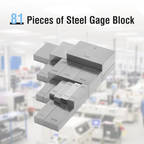 Precision 81-Piece Steel Gauge Block Set, Grade B Accuracy for Precision Calibration, Corrosion-Resistant in Kuwait