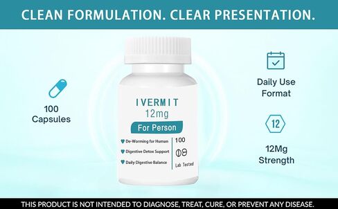 𝐈𝐕𝐄𝐑𝐌𝐀𝐙𝐄 𝟭𝟮 𝐦𝐠 |||| 100Tablets || 99% Lab in Kuwait