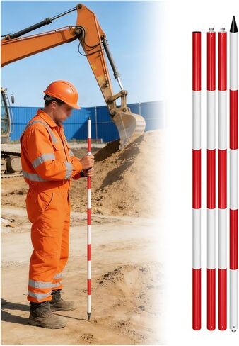 High-Visibility Aluminum Alloy Survey Prism Pole - 400cm/13.12ft, Sectional Measuring Rod for Tunnel, Subway, Mine & Construction Monitoring, Durable and Lightweight,400cm/13.12ft in Saudi Arabia