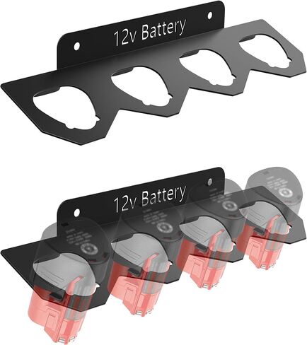 Metal Battery Holder Compatible for DeWalt 20V 60V 12V, Battery Holder Wall Mount, Durable Tool Battery Rack Wall Mount Organizer for Storage,Display and Cover with 3 Slots,Black,Patent Pending!!! in Kuwait