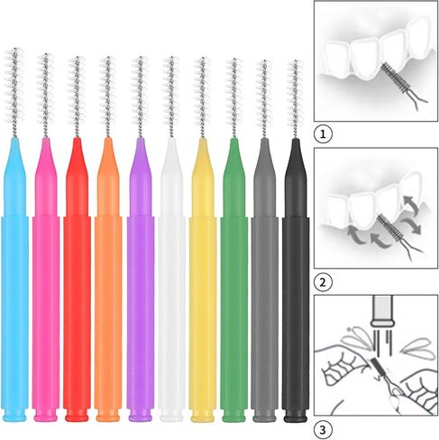 100 Pcs Interdental Brushes, 6 Sizes Braces Flossers for Cleaner Braces Brush Soft Dental Brushes Toothpicks Dental Floss Picks Dental for Braces Oral Cleaning(10 Colors) in Kuwait