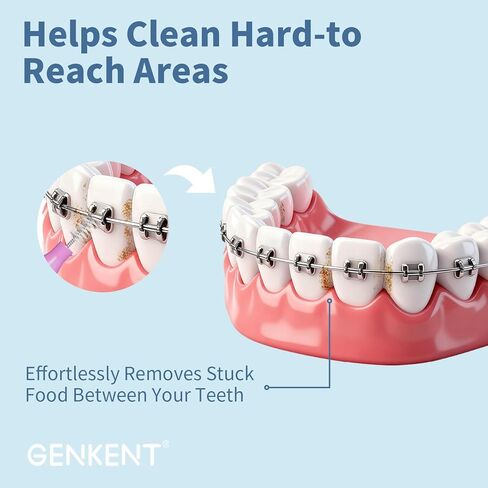 GENKENT Interdental Brushes for Braces 64 Pieces, Interdental Brushes Between Teeth for Braces Flossers (2 Sizes) in Kuwait