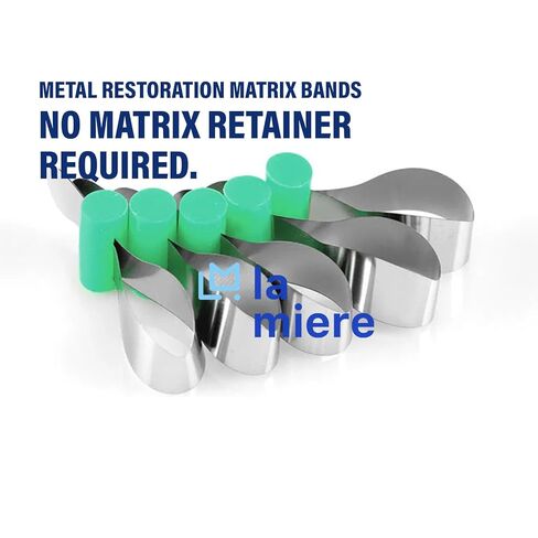 LA MIERE 50Pcs Dental Matrix Bands, Dental Metal Restoration Matrix Bands, Retainerless Orthodontic Sectional Contoured Matrices Automatrix with Lock in Kuwait