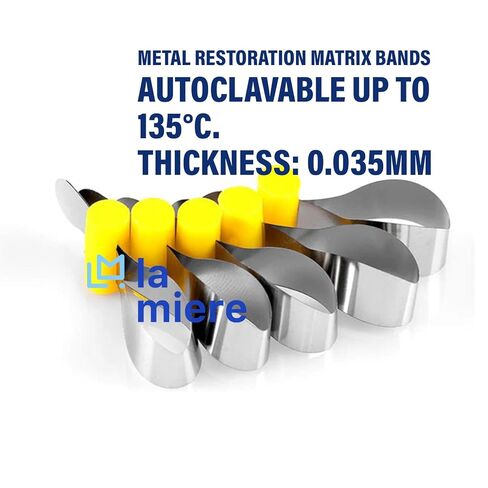 LA MIERE 50Pcs Dental Matrix Bands, Dental Metal Restoration Matrix Bands, Retainerless Orthodontic Sectional Contoured Matrices Automatrix with Lock in Kuwait