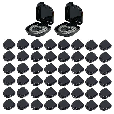 120 قطعة من حافظات التثبيت بألوان سوداء كبيرة، صندوق تثبيت الأسنان بحجم أكبر مع فتحات تهوية، صندوق تقويم أسنان لحماية الفم للسفر والمنزل والمكتب in Kuwait