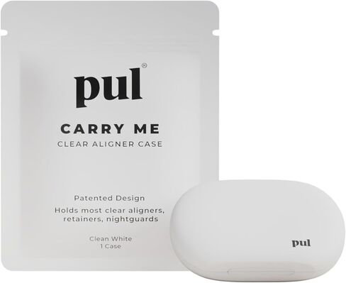 حافظة PUL لتقويمات Invisalign والشفافة - حافظة محاذاة مع إغلاق مغناطيسي، وواقي للفم وأطقم أسنان متوافقة - حامل تثبيت نحيف للسفر لملحقات Invisalign - أبيض in Kuwait