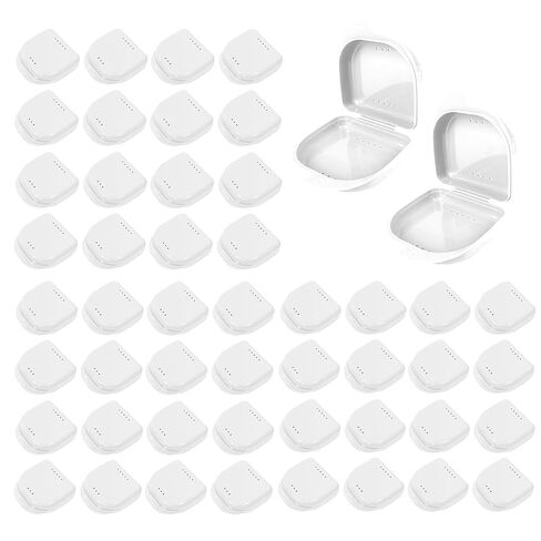 60PCS Retainer Case with Vent Holes,Black Color Denture Case,Portable Multi-Purpose Mouthguard Storage for Travel Home Office Business Trip in Kuwait