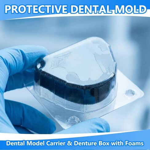 28 Pcs Dental Model Boxes & Clear Denture Transportation Boxes with Foams, Orthodontic Retainer Storage Box for Mouth Guard, Ortho Appliance Care Disposable Plastic Denture Cases in Kuwait