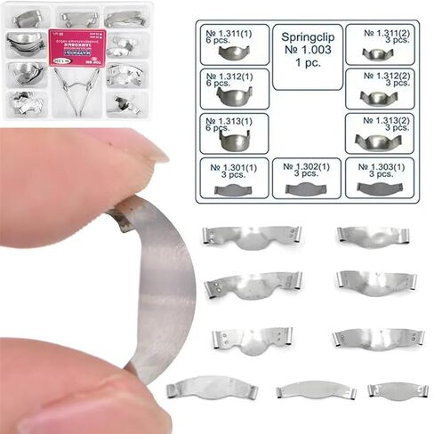 Dental Sectional Matrix System Band No1.330 with Resin Clamping/Seperating Spring Clip Assorted Sizes Soft Metal for Dental Restoration Tools in Kuwait