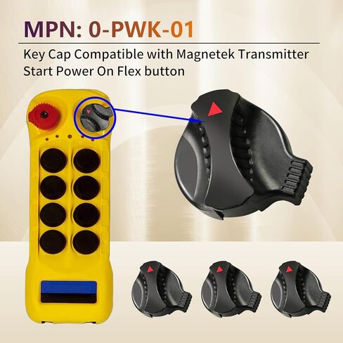 6 Pack 0-PWK-01 Start Power Button Keycap Compatible with Magnetek Transmitter Key Switch, Radio Transmitter Key Switch Button Keycap Fits 4PB,6PB,8PB,12PB TX Units Remote Controls ON/OFF Power Keycap in Kuwait