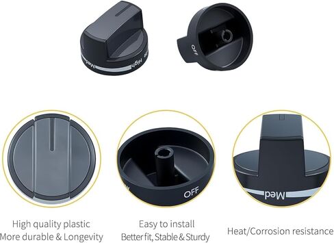 2 حزمة W10339442 مقابض موقد الغاز سطح الموقد استبدال المقابض متوافق مع نطاق الغاز دوامة / موقد / فرن، يستبدل WPW10339442 PS11753188 in Kuwait