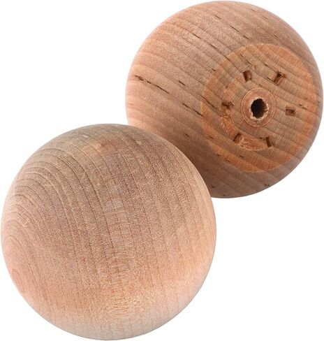 مقبض كروي من الخشب الصلب بقطر 2 بوصة، مسطح 1 1/4 بوصة مع براغي 2 حزمة in Kuwait