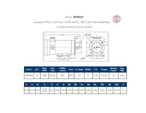 محرك DC، 1/4 حصان، 1800 دورة في الدقيقة، 90VDC، 56C، TEFC، مع قدم in Saudi Arabia