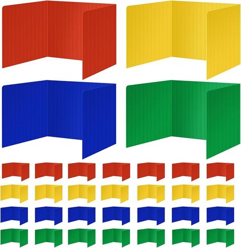 24 Pack Colorful Privacy Floders for Student Desks - Durable Plastic Erasable - Testing Dividers for Classroom - Easy Clean Privacy Shields for Student Testing Desk dividers- Includes Extra Labels in Saudi Arabia