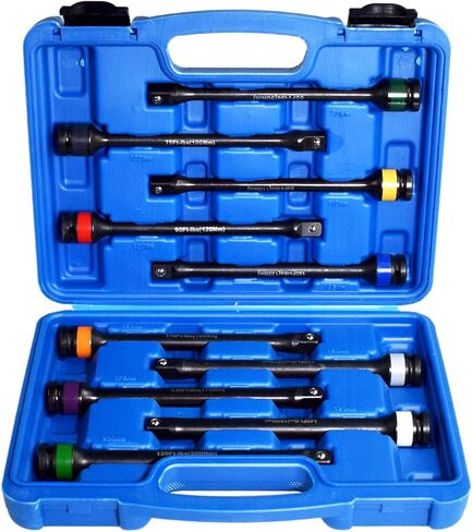 10pc 1/2" Drive Torque Limiting Extension Stick Set with 8" 65-150 ft.-lb. Impact Torque Sticks Safely Locking Lug Nuts in Kuwait