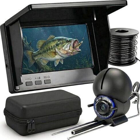 Underwater Fishing Camera with 4.3 Inch LCD, 5000mAh Battery, Infrared Night Vision Light, Portable Fish Finder with 100ft Cable for Ice Lake Boat Kayak Fishing in Kuwait