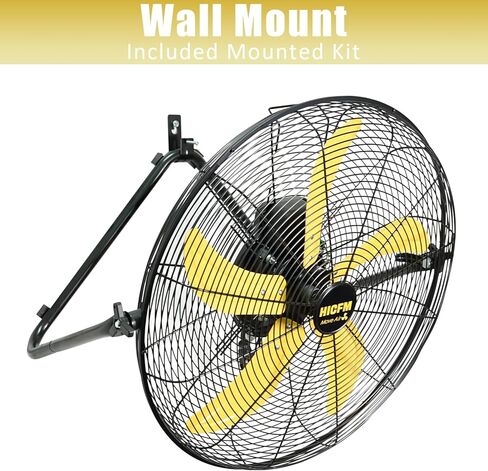 HiCFM 20" 5300 CFM High Velocity Metal Floor Fan, 3-Speed Powerful Cooling 360° Tilting with Wall Mounting System for Shop, Office, Commercial, Garage and Industrial Use- UL Listed in Kuwait
