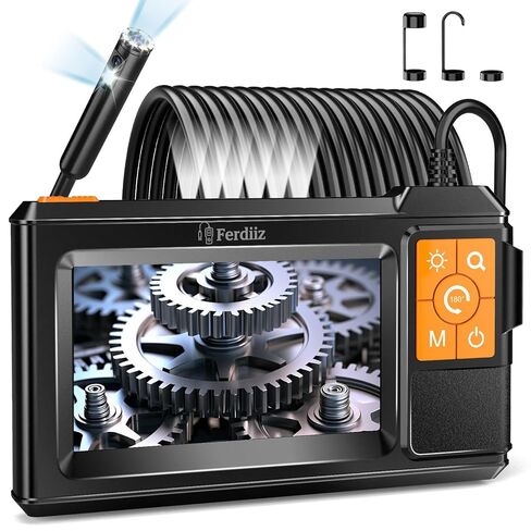 Dual-Lens Endoscope with Light, Endoscope Camera with Light with 4.3" IPS Screen,1920P HD with 8 LED Lights,16.4ft Semi-Rigid Cable and Back LED Light,IP67 Waterproof Endoscope Cool Gadgets for Men in Kuwait