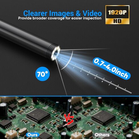 Endoscope Camera with Light,1920P HD Borescope with 8 Adjustable LED Lights, Endoscope with Semi-Rigid Snake Cable, IP67 Waterproof Inspection Borescope for iOS and Android-16.4ft Single Lens in Saudi Arabia