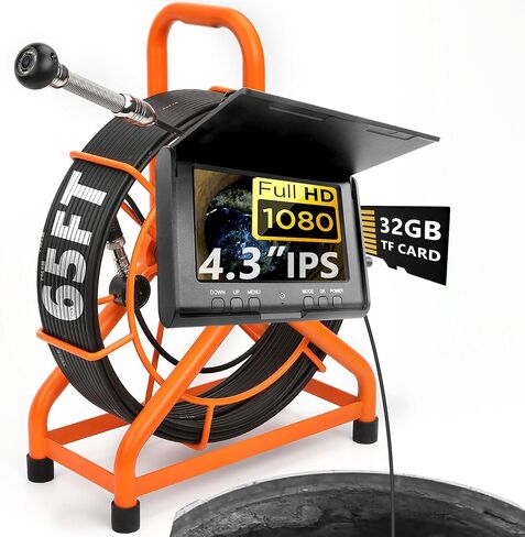 𝟐𝟎𝟐𝟔 𝐧𝐞𝐰 HD1080P Sewer Camera with DVR 32GB, 4.3" Drain Camera (Easy to Use), Pipe Inspection Camera, 5000mAh, USB-C, Endoscope Camera with 4-Level LED Lights, Cable Marking, 100ft/30M in Saudi Arabia