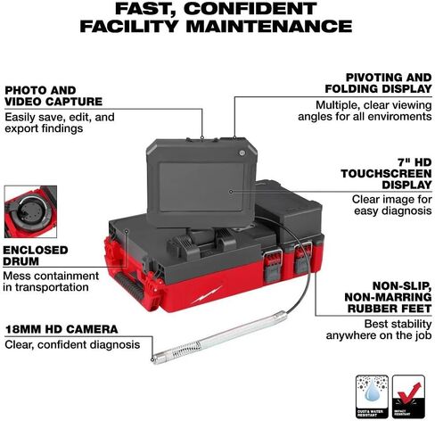 Suitable for Milwaukee 3154-20 M12 12V 75' Drain Camera w/PACKOUT Compatibility - Bare Tool in Saudi Arabia