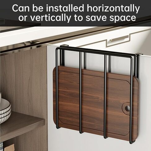 Chopping Board Rack Under Cabinet for Shelves with a Thickness of 2.7cm/1.06inch, Stainless Steel Cutting Coard Holder, No-Hole Multifunctional Kitchen Organizer Under Cabinet Shelf in Kuwait