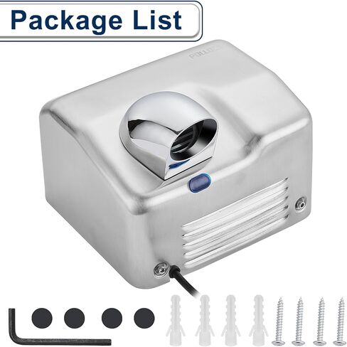 Commercial Hand Dryer Wall Mounted, Stainless Steel Electric Hand Dryer for Bathroom,1600 W Automatic High Speed Warm Wind Hand Blower, 110V Plug in, 8-10s Second Dry, for Industry Business Restrooms in Kuwait