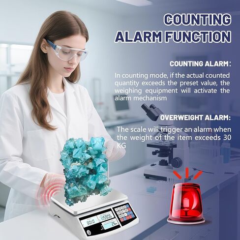 Industrial Counting Scale, Coin Scale to weigh Coins for Collectors, Scale for Parts and Coins,Digital Inventory Scale with Alarm Mode, (30kg/66lb, 0.1g), g/kg/lb in Kuwait