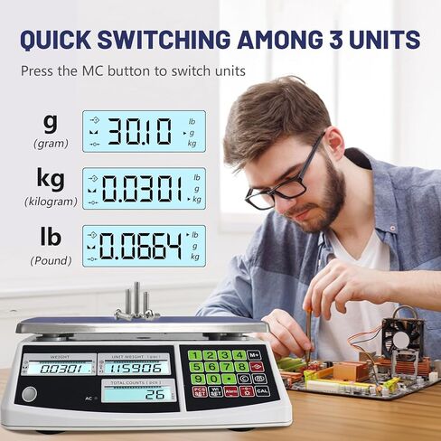 Counting Scale (30kg/66lb, 0.1g), g/kg/lb, Coin Scale, Precision Electronic Gram Scale for Parts and Coins,Digital Inventory Scale with Alarm Mode in Kuwait