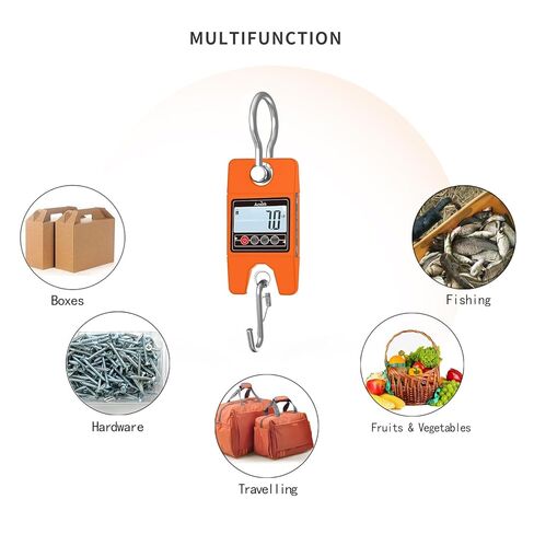 Hanging Weight Scale 400KG/880LB, Stainless Steel Digital Crane Scale, Suitable for Outdoor Farm Hunting Travel and Fishing (Orange) in Kuwait