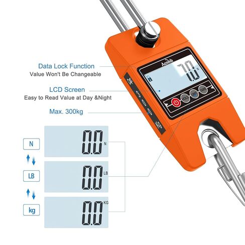 Hanging Weight Scale 400KG/880LB, Stainless Steel Digital Crane Scale, Suitable for Outdoor Farm Hunting Travel and Fishing (Orange) in Kuwait