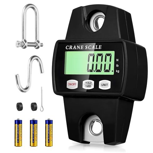 مقياس معلق رقمي، مقياس رافعة 880 رطل/400 كجم، مقياس معلق رقمي محمول، مقياس رافعة صغير مع شاشة LCD وخطافات، جسم من سبائك الألومنيوم للصيد، في الهواء الطلق، صيد الأسماك، المزرعة (أسود) in Kuwait