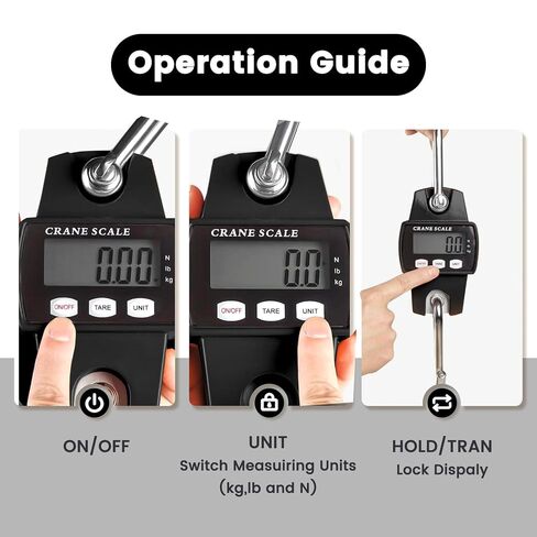 مقياس معلق رقمي، مقياس رافعة 880 رطل/400 كجم، مقياس معلق رقمي محمول، مقياس رافعة صغير مع شاشة LCD وخطافات، جسم من سبائك الألومنيوم للصيد، في الهواء الطلق، صيد الأسماك، المزرعة (أسود) in Kuwait