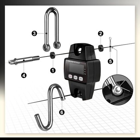مقياس معلق رقمي، مقياس رافعة 880 رطل/400 كجم، مقياس معلق رقمي محمول، مقياس رافعة صغير مع شاشة LCD وخطافات، جسم من سبائك الألومنيوم للصيد، في الهواء الطلق، صيد الأسماك، المزرعة (أسود) in Kuwait
