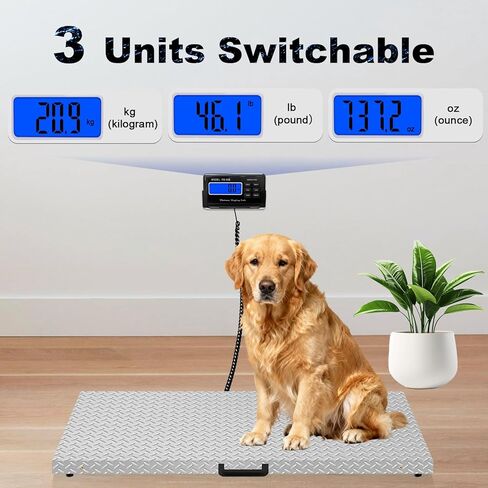 مقياس الماشية الرقمي 1100 رطل × 0.2 رطل من الفولاذ المقاوم للصدأ، ميزان منصة غير قابل للانزلاق، مقياس شحن بريدي إلكتروني شديد التحمل للحيوانات الأليفة الكبيرة، كلب الماعز، خنزير الماشية، الأغنام in Kuwait