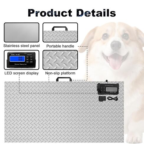 مقياس الماشية الرقمي 1100 رطل × 0.2 رطل من الفولاذ المقاوم للصدأ، ميزان منصة غير قابل للانزلاق، مقياس شحن بريدي إلكتروني شديد التحمل للحيوانات الأليفة الكبيرة، كلب الماعز، خنزير الماشية، الأغنام in Kuwait