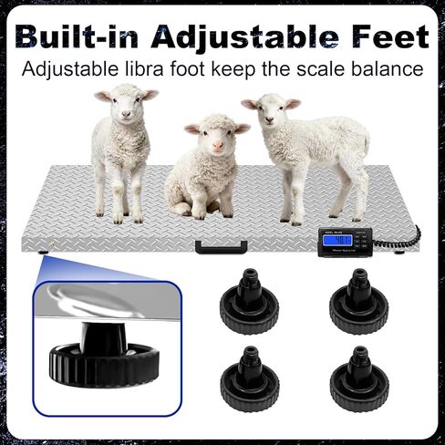 مقياس الماشية الرقمي 1100 رطل × 0.2 رطل من الفولاذ المقاوم للصدأ، ميزان منصة غير قابل للانزلاق، مقياس شحن بريدي إلكتروني شديد التحمل للحيوانات الأليفة الكبيرة، كلب الماعز، خنزير الماشية، الأغنام in Kuwait