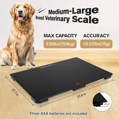 ميزان الكلاب البيطرية ذو السلالات المتوسطة من هيلسيفسن، مقياس رقمي للحيوانات الأليفة بمنصة من الزجاج المقوى مقاس 27.6 × 17.7 بوصة مع ملصق مضاد للانزلاق، سعة 330 رطل in Kuwait