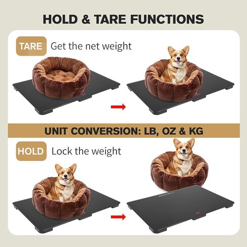 ميزان الكلاب البيطرية ذو السلالات المتوسطة من هيلسيفسن، مقياس رقمي للحيوانات الأليفة بمنصة من الزجاج المقوى مقاس 27.6 × 17.7 بوصة مع ملصق مضاد للانزلاق، سعة 330 رطل in Kuwait