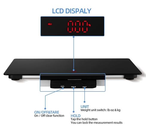 ميزان الكلاب البيطرية ذو السلالات المتوسطة من هيلسيفسن، مقياس رقمي للحيوانات الأليفة بمنصة من الزجاج المقوى مقاس 27.6 × 17.7 بوصة مع ملصق مضاد للانزلاق، سعة 330 رطل in Kuwait