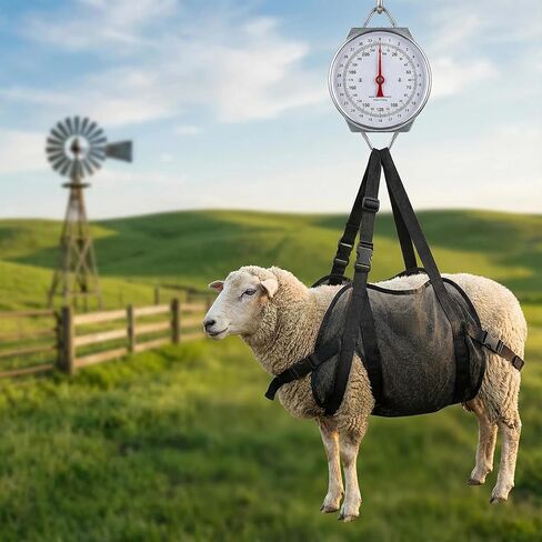 ميزان تعليق ميكانيكي بوزن 440 رطل مع حبال العجل | مجموعة وزن الحيوانات 2 في 1 للعجول والماعز والأغنام والكلاب | قرص زنبركي عالي التحمل وسهل القراءة لمزرعة المزرعة. in Kuwait