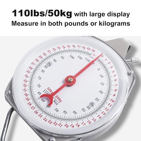 موازين تعليق ميكانيكية 110 رطل/50 كجم، حبال ربلة الساق ومقياس وزن معلق 2 في 1، حبال وزن للعجول، الحملان، الماعز، كلاب الماشية حديثي الولادة، مقياس وزن بقرص زنبركي عالي الدقة in Kuwait