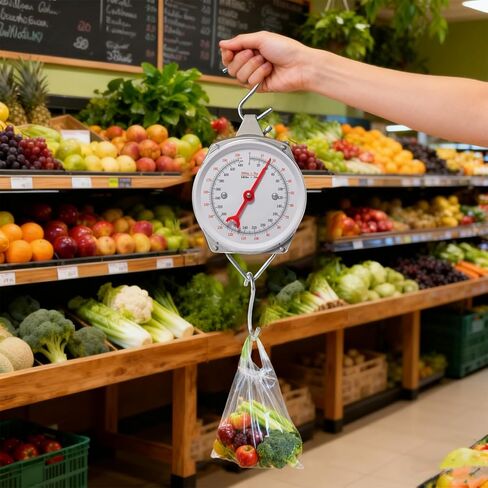 مقياس تعليق ميكانيكي دقيق، سعة قصوى 440 رطل/200 كجم، وحدة مزدوجة مع شاشة عرض كبيرة وخطافين على شكل حرف S، مقياس قرص زنبركي عالي التحمل لوزن طعام المطبخ، وصيد الأسماك، والصيد، والألعاب الكبيرة in Kuwait