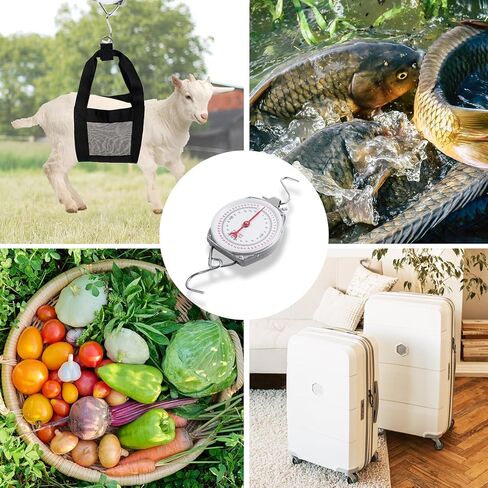 موازين تعليق ميكانيكية 110 رطل/50 كجم، حبال ربلة الساق ومقياس وزن معلق 2 في 1، حبال وزن للعجول، الحملان، الماعز، كلاب الماشية حديثي الولادة، مقياس وزن بقرص زنبركي عالي الدقة in Kuwait