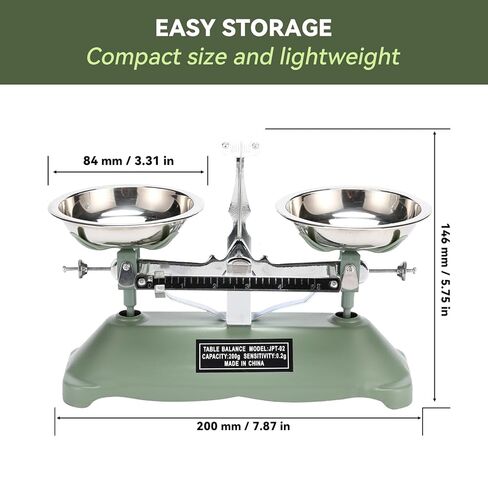 ميزان ميزان ميكانيكي 200 جرام/0.2 جرام مع مقلاة وزن من الفولاذ المقاوم للصدأ، أوزان معايرة لمختبر العلوم وأداة التدريس في الفصول الدراسية in Kuwait