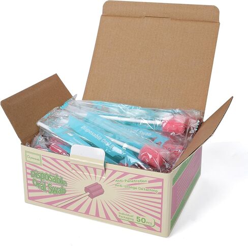 Safety Oral Care Swabs 50 PCS, Gum-Protective Mouth Swabs for Elderly, Individually Wrapped in Kuwait